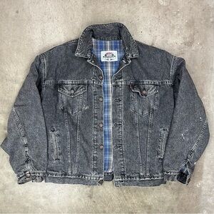 Vintage 90’s Orange Tab Flannel Lined Black Denim Jacket